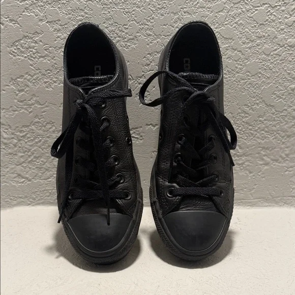 Black Leather Women’s Converse - Picture 2 of 5